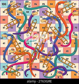 bright fun colorful classic snakes shoots and ladders board game design vector Stock Vector