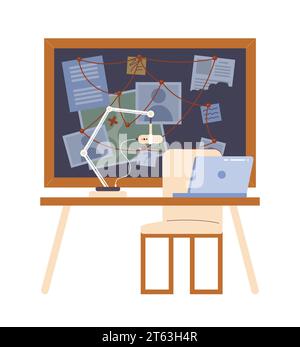 True crime podcast studio recording room 2D cartoon object Stock Vector