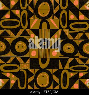 Illustration of colorful different seamless and geometric patterns in neo-primitive expressionism art on abstract background Stock Photo