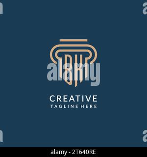 BK initial with pillar logo design, luxury law office logo style design ...