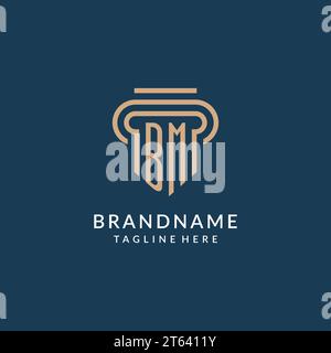 BM initial with pillar shape logo design, creative monogram logo design ...