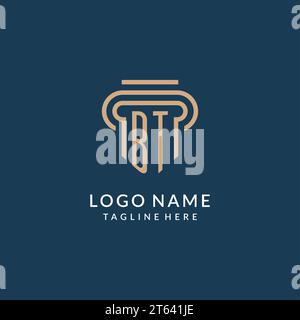 BT initial with pillar logo design, luxury law office logo style design ...