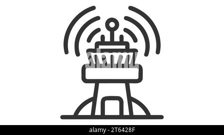 Vector icon of an air traffic control tower, essential for airport operations. Stock Vector