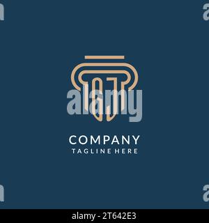 GJ initial with monoline pillar logo style, luxury monogram logo design ...