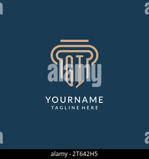 GI initial with monoline pillar logo style, luxury monogram logo design ...