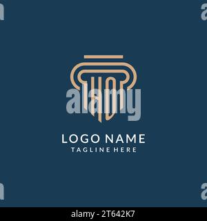 HO initial with pillar logo design, luxury law office logo style design ...