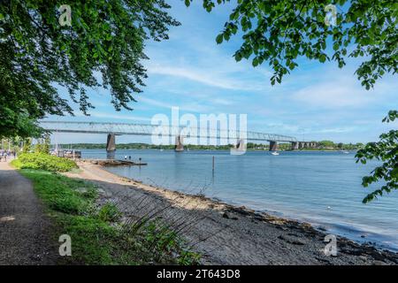 Old bridge over Little Belt in Middelfat, Denmark Stock Photo