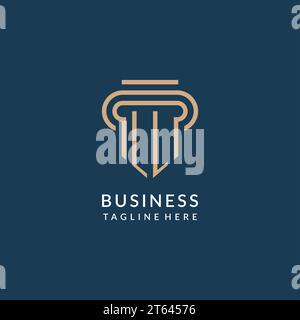 LL initial with monoline pillar logo style, luxury monogram logo design ...