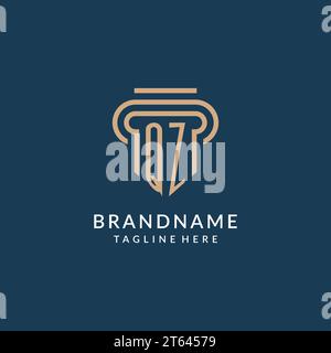QZ initial with pillar shape logo design, creative monogram logo design ...