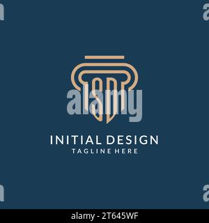 Initial SD pillar logo style, luxury modern lawyer legal law firm logo design vector graphic Stock Vector
