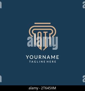 initial monogram QI with monoline pillar logo design ideas Stock Vector ...