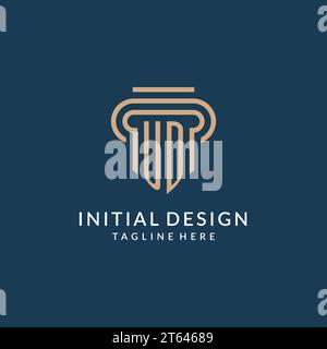UD initial with pillar shape logo design, creative monogram logo design ...