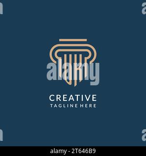 UK initial with pillar shape logo design, creative monogram logo design ...