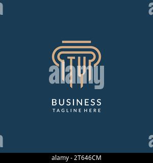 TY initial with monoline pillar logo style, luxury monogram logo design ...