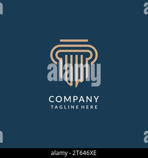 UW initial with monoline pillar logo style, luxury monogram logo design ...
