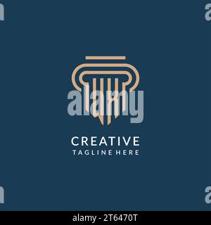 WX initial with monoline pillar logo style, luxury monogram logo design ...