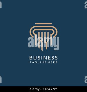 XY initial with pillar logo design, luxury law office logo style design ...