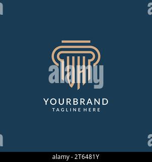 VH initial monogram logo for law office, lawyer, advocate with pillar ...