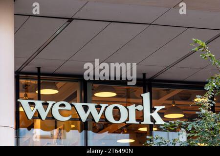 An external view of the WeWork office building on Station Road ...