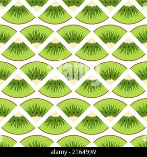 Seamless pattern with cut green kiwi fruit. Vector colorful background. Stock Vector