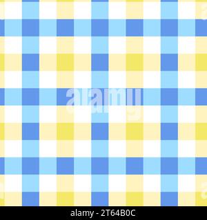 Pastel tablecloth gingham Vector Seamless Pattern. Yellow and blue checker background. Cottagecore Garden design. Homestead Farmhouse Summer Graphic B Stock Vector
