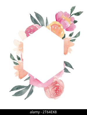 Watercolor Floral Border Painted Loose Style Stock Illustration