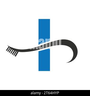 Letter I With Tooth Brush Logo Design Concept For Teeth Care Dental Logo Template Stock Vector