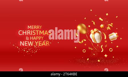 3D Party Gold Confetti Banner Stock Vector