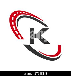 Letter K Transport Sign, Transportation Logo Design Template. Automotive Sport Road Logo Element Stock Vector