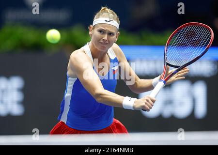 Marie Bouzkova of Czech Republic during women's Billie Jean King Cup 2023 match Czech Republic vs Switzerland in Sevilla, Spain, November 7, 2023. (CT Stock Photo