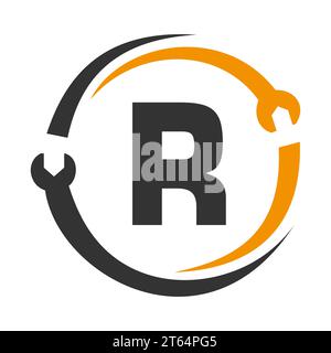 Letter R Repair Logo.  Home Services Tool, Car Repair Logo Template For Business, Company and Construction Industry Stock Vector