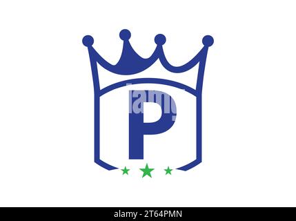 Letter P king crown Design Vector Template. letter logo icon design with king crown Template Stock Vector