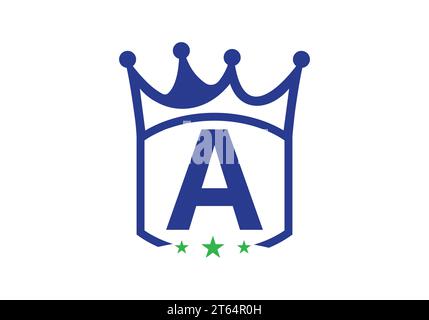 Letter A king crown Design Vector Template. letter logo icon design with king crown Template Stock Vector