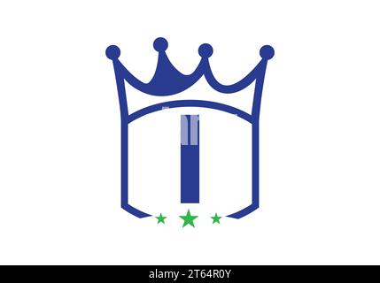 Letter I king crown Design Vector Template. letter logo icon design with king crown Template Stock Vector