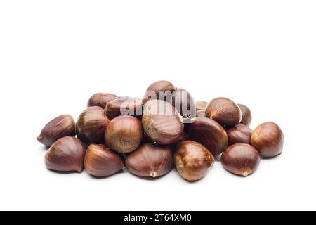 Chestnuts bunch on white background. Stock Photo