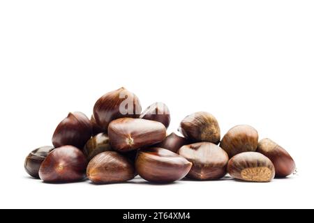 Chestnuts bunch on white background. Stock Photo