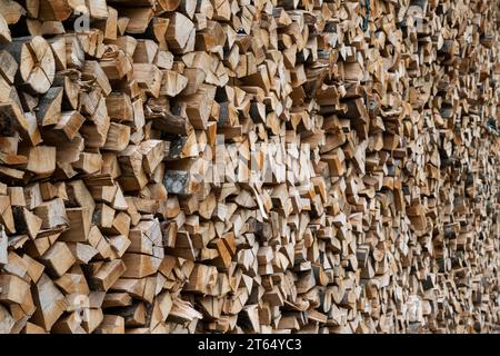 Large woodpile, firewood, Wiesensteig, Swabian Alb, Baden-Wuerttemberg, Germany Stock Photo