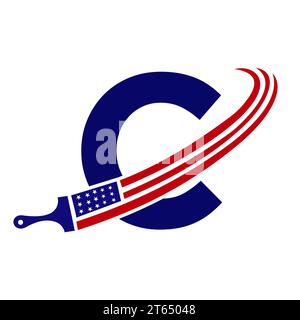 Letter Y American Paint Logo Concept with Paint Brush Vector Template ...