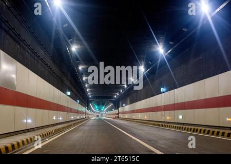 Bangabandhu Tunnel, is an underwater expressway tunnel in Chittagong, Bangladesh under the Karnaphuli River. Stock Photo