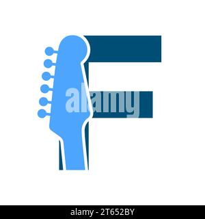 Music Logo On Letter F Vector Template Stock Vector