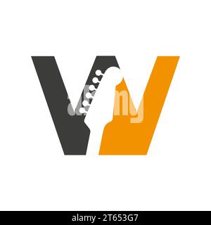 Music Logo On Letter W Vector Template Stock Vector