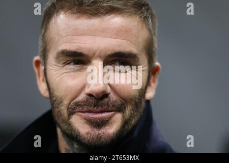 Milan, Italy. 07th Nov, 2023. DAVID BECKHAM attends the UEFA Champions League Group Stage game between AC Milan and Paris Saint Germain on Tuesday November 7th 2023 at Stadio San Siro, Italy Credit: Mickael Chavet/Alamy Live News Stock Photo