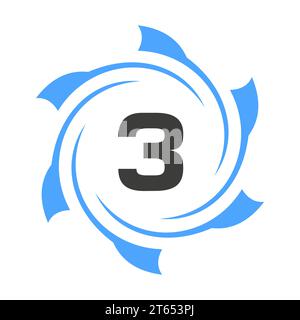 Letter 3 Business and Corporate Logo Sign. Technology Logo Concept with Circle Vector Template Stock Vector