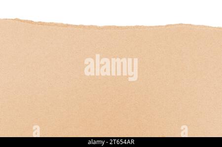 Sheet of Brown Cardboard Paper Half Torn Stock Photo
