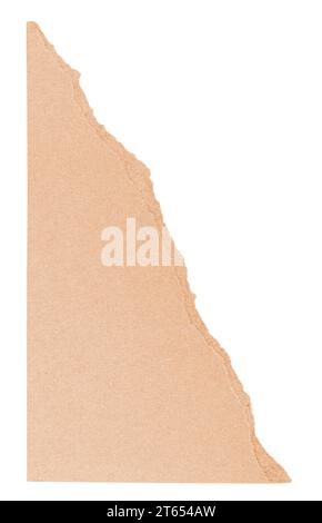 Torn brown cardboard paper corner isolated on a white background Stock Photo