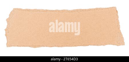 Torn piece of brown cardboard isolated on a white background Stock Photo
