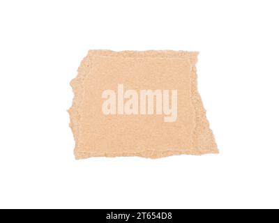 Torn piece of brown cardboard isolated on a white background Stock Photo