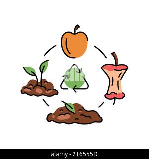 Compost cycle color line icon. Composting. Vector isolated element. Editable stroke. Stock Vector