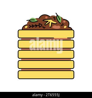 Compost box color line icon. Composting. Vector isolated element. Editable stroke. Stock Vector