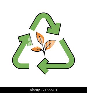 Organic recycle color line icon. Composting. Vector isolated element. Editable stroke. Stock Vector